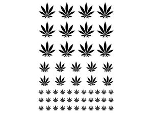 Calcomanías de vidrio fundido negro hoja de marihuana 55 piezas 0,25 a 0,75 pulgadas - Imagen 1 de 1