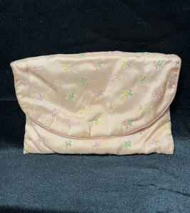 Vintage Satin Fold Over Dessous Tasche Beutel mit Stickerei - Bild 1 von 4