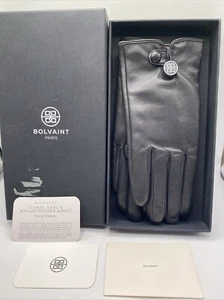 Bolvaint Paris Adela Black Lambskin Gloves Cashmere Lined Women's Size Large NEW - Picture 1 of 13