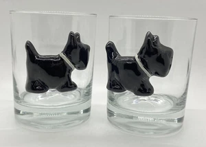 "Par de vasos de vidrio Scottish Terrier de 4,5"" de alto negro Scottie Dog negro Scotty" - Imagen 1 de 7