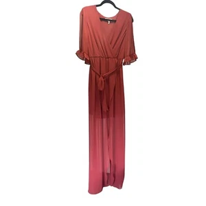 BCBGeneration Chiffon Maxi Dress Women's Size Large V-Neck Formal Gown Mini - Picture 1 of 10