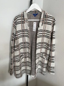 Women's APT 9  Long Open Plaid Cardigan Sweater Size XL. NWT - Picture 1 of 12