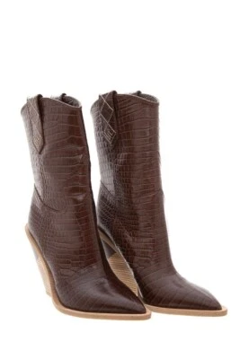 Auténticas botas de vaquero Fendi Runway marrón cocodrilo cuero en relieve talla EU 36 US 6 Foto 1 de 4