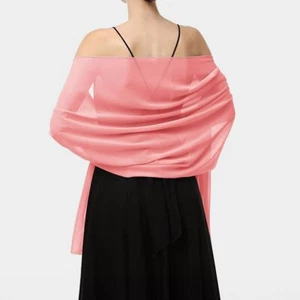 Lightweight Chiffon Shawl Pink Scarf Wrap Sheer Evening Cover Up for Women - Picture 1 of 1