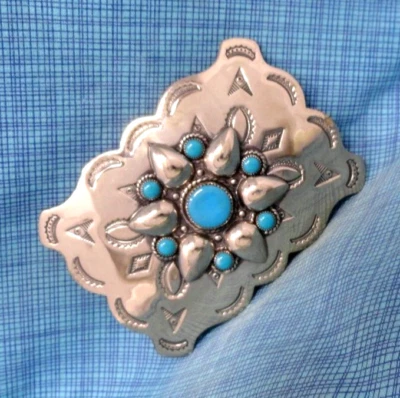 Hebilla de cinturón Southwestern Blossom níquel plata de colección años 60 Bell Trading. NOX316 Foto 1 de 4