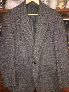 Harris Tweed Blazer 40 Brown Herringbone Hand Woven Wool Mens Blazer - Picture 1 of 4