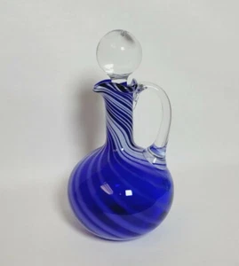 Vintage Cobalt Blue Swirl Cruet - Picture 1 of 8
