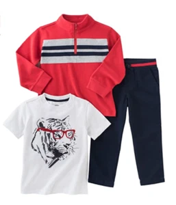 Gymboree Boys 3pc Red and White Tiger Set T Shirt Sweatshirt Pant - Picture 1 of 1