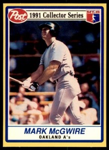 1991 Post Topps Cereal Series Mark Mcgwire Oakland City A's #2