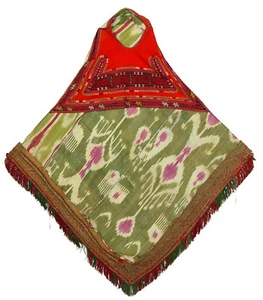 antique Karakalpak kiymeshek woman's head dress Usbekistan ikat 18/15 - Picture 1 of 12