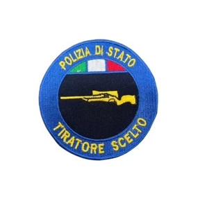 Patch Toppa Ricamata con Strip Polizia di Stato Tiratore Scelto Blu - Foto 1 di 2