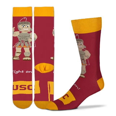 USC Trojans Southern California Crew Socks One Size Fits Cardinal Gold Mascot Cover