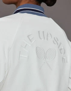 NWT The Upside White/Blue Trim BOUNCE QUINN Mesh Full-Zip Jacket Women M TENNIS - Picture 1 of 10