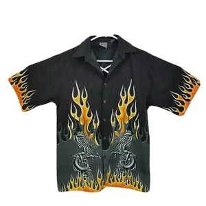 Authentic Shaolin Button Front Shirt Gray Dragon Yellow Flames Top XL / 18 Youth - Picture 1 of 10