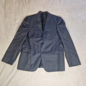 Calvin Klein Mens Suit Jacket Dark Grey 42 Fitted Modern Textured Wool Blazer XL - Picture 1 of 17