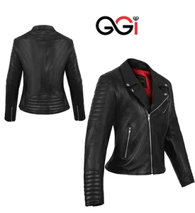 Get Geared Premium Ladies Stylish Foam Padded Brando Fashion Real Leather Jacket - Picture 1 of 12