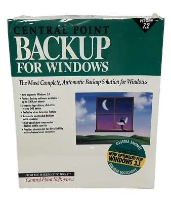 Central Point Backup for Windows Version 7.2 Vintage Software 3.5" Disks Sealed - Image 1 of 4