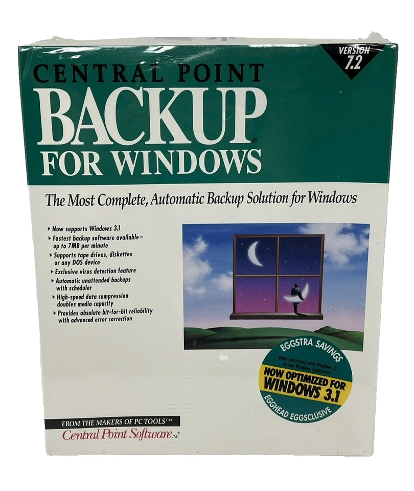 Central Point Backup for Windows Version 7.2 Vintage Software 3.5" Disks Sealed - Image 1 of 4