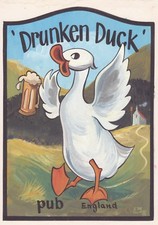 MINI PUB SIGN  inn  fridge magnet gift history 3.5 inch wooden Drunken Duck 