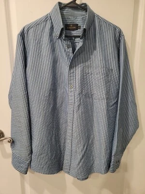 Bugatchi Uomo Mens Long Sleeve Blue Striped Button Up Dress Shirt Size M   - Image 1 of 4