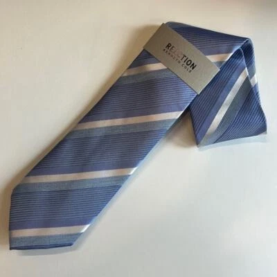 KENNETH COLE REACTION, Corbata de Cuello a Rayas Azul y Marfil Bebé, Talla Única, Nueva con Etiquetas, $59.50 Foto 1 de 4