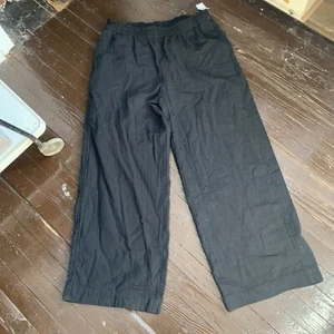 Old Navy Pants Womens Large Tall Black High-Waist Crinkle Gauze Pull-On Wide Leg - Picture 1 of 9