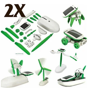2X DIY 6 in 1 Educational Learning Power Solar Robot Kit Children Toy Hobbies - Picture 1 of 1