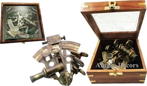 Kelvin & Hughes London Nautical Maritime Brass Ship Sextant With Glass Wood Box - Picture 1 of 6