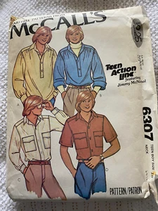 MC CALLS PATTERN 6307 TEEN BOYS SIZE 18 Neck 14.5 PULLOVER & BUTTON DOWN SHIRTS - Picture 1 of 1
