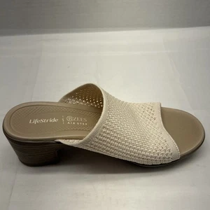Lifestrides Bzee Airstep Sandal Ella Mesh Top Block Heel Cream Women SZ 8.5 New - Picture 1 of 7