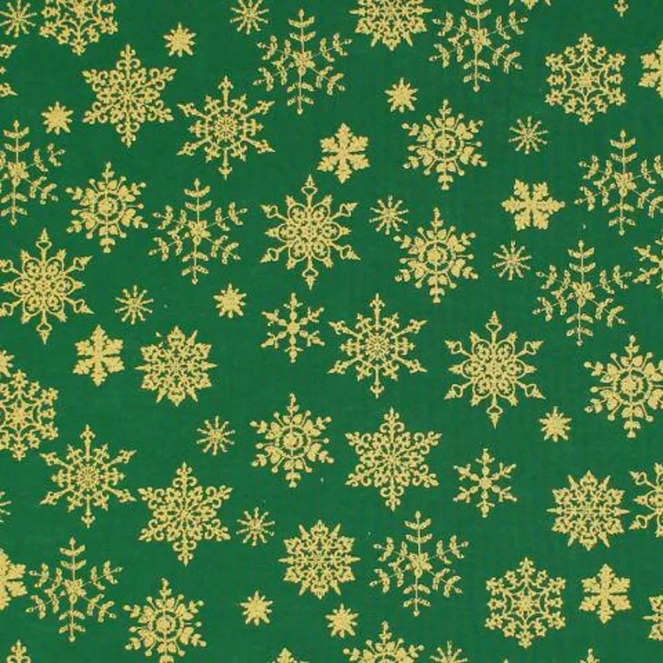 Metallic Gold Snowflakes - Continuous yards available. - Image 1 of 1