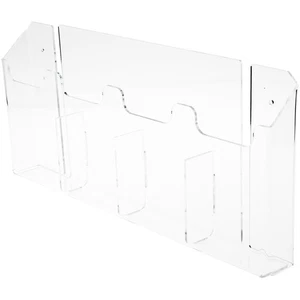 Plymor Clear Acrylic 4-Pocket Wall Mount Brochure Holder Up to 4" Wide Documents - Picture 1 of 1