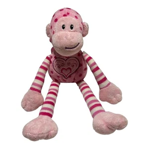Mary Meyer Pink Striped Monkey Plush Stuffed Animal Heart Long Arms Legs - Picture 1 of 5