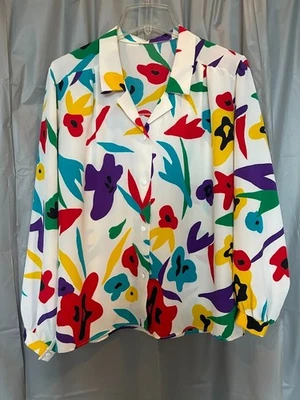 Blusa geométrica multicolor vintage años 80/90 con botones talla L/XL Foto 1 de 4