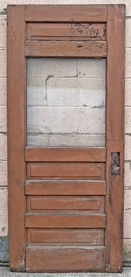 32"x78.5" Antique Vintage Old SOLID Wood Wooden Exterior Entry Door Panels Glass - Image 1 of 4