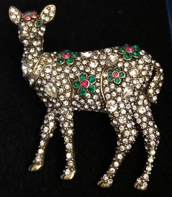 Prendedor Heidi Daus Swarovski Cristal DOE A CIERVO ~ Broche Prendedor Reno Vacaciones Foto 1 de 4