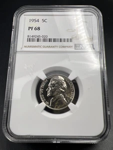 1954 5c Jefferson Nickel Coin NGC PF68 Gem Proof Certified - Picture 1 of 9