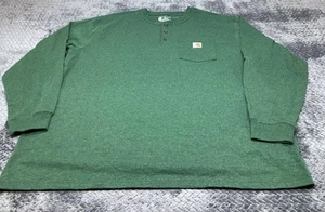 Carhartt Henley Shirt Men's 2XL Green Cotton Loose Fit Long Sleeve Pocket - Picture 1 of 6