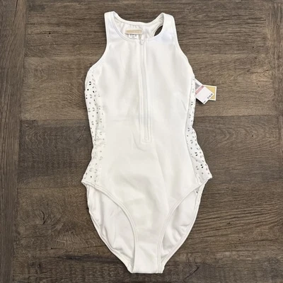 Michael Kors Laser Cut Zip Front One Piece, White Size 10 - Image 1 of 4
