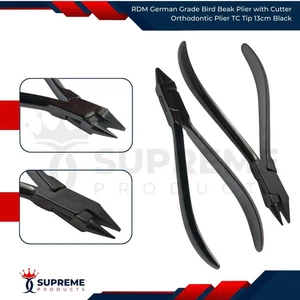 Alicate de pico de pájaro de grado alemán RDM con cortador alicate de ortodoncia punta TC 13 cm negro - Imagen 1 de 6