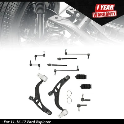 For 11-16-17 Ford Explorer 12pcs Front Lower Control Arm Ball Joint Tie Rod End - Image 1 of 4