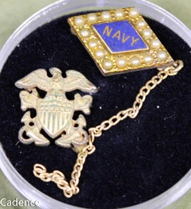 Prendedor de corbata de solapa AMICO relleno de oro esterlina MI1299 de la Segunda Guerra Mundial de Estados Unidos Navy Sweetheart - Imagen 1 de 6