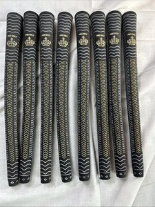 Set of 8 Vintage Oldstock Golf Pride Black White Gold Crown PRO ONLY Grips 58s - Picture 1 of 9