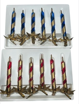 Candelabros con clip de cristal soplado de Murano de colección adornos navideños rojo azul 12 Foto 1 de 2