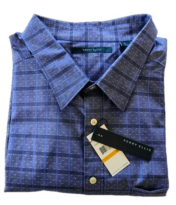 Perry Ellis Coastal Blue Mens Dress Shirt 100% Cotton  Size 4X  NWT ($ 79.50) - Image 1 of 4