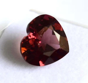 10.55 Ct Natural Red Hessonite Garnet Heart Cut GGI Certified Gemstone - Picture 1 of 9