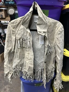 Vintage Illia NEWS Damen Wildleder Lederjacke Fransen Western Yellowstone Größe S #S7 - Bild 1 von 13