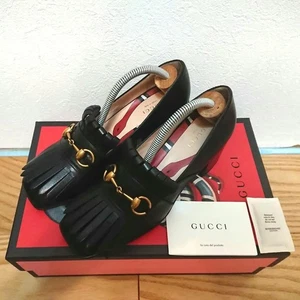 Mocasines GUCCI Horsebit en excelente estado con flecos, negro, talla 36 - Imagen 1 de 24