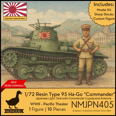 NUMODEL NMJPN405 | 1/72 Resina Segunda Guerra Mundial IJA Tipo 95 Ha-Go Tanque Ligero "Comandante" Kit Foto 1 de 4