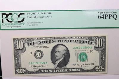 1963A $10 Federal Reserve Note, PCGS 64 PPQ, Store Sale #GFRB030 - Image 1 of 2